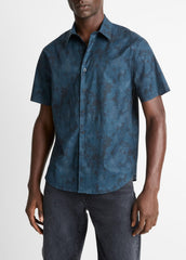 Dyed Camouflage Cotton Short-Sleeve Button-Front Shirt in Short Sleeve - RAPIDS COMBO | VINCE Men