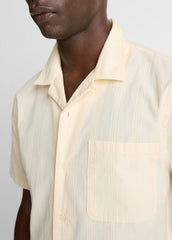 Union Stripe Cotton Short-Sleeve Loop-Collar Shirt in Short Sleeve - MEADOWLARK | VINCE Men