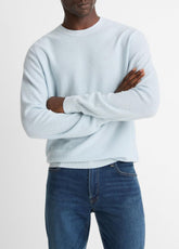 Geo-Jacquard Wool-Blend Crew Neck Sweater in Crew Neck - WHITECAP/CLASSIC CREAM | VINCE Men