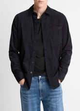 Italian Cotton Corduroy Button-Front Shirt in Long Sleeve - COASTAL BLUE | VINCE Men
