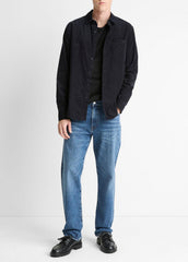Italian Cotton Corduroy Button-Front Shirt in Long Sleeve - COASTAL BLUE | VINCE Men