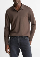 Milano Pima Cotton-Blend Johnny-Collar Shirt in Long Sleeve - MISSION | VINCE Men