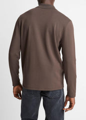Milano Pima Cotton-Blend Johnny-Collar Shirt in Long Sleeve - MISSION | VINCE Men