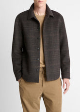 Plaid Splittable Wool-Blend Shirt Jacket in Shirt Jackets - DARK MISSION | VINCE Men