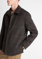 Plaid Splittable Wool-Blend Shirt Jacket in Shirt Jackets - DARK MISSION | VINCE Men