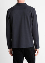 Herringbone Cotton-Blend Button-Front Shirt in Long Sleeve - COASTAL BLUE | VINCE Men
