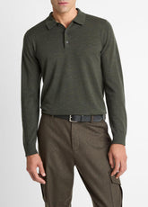 Wool Polo Sweater in Sweaters - DARK LEAF | VINCE Men