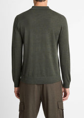 Wool Polo Sweater in Sweaters - DARK LEAF | VINCE Men