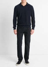 Plush Cashmere Johnny-Collar Polo in Sweaters - COASTAL BLUE | VINCE Men