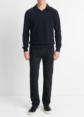 Plush Cashmere Johnny-Collar Polo in Sweaters - COASTAL BLUE | VINCE Men
