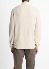 Geo-Jacquard Wool-Blend Quarter-Zip Sweater in Quarter Zip - BRITISH KHAKI/CLASSIC CREAM | VINCE Men