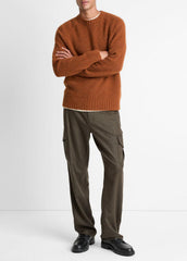 Donegal Cashmere Raglan-Sleeve Sweater in Crew Neck - DARK BURNT ORANGE | VINCE Men