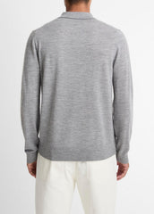 Wool Polo Sweater in Sweaters - HEATHER GREY | VINCE Men