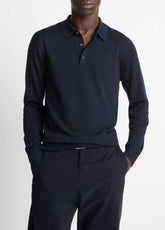 Wool Polo Sweater in Sweaters - COASTAL BLUE | VINCE Men
