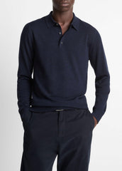 Wool Polo Sweater in Sweaters - COASTAL BLUE | VINCE Men