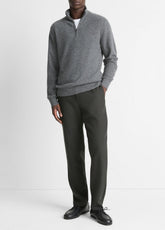 Plush Cashmere Quarter-Zip Sweater in Quarter Zip - MEDIUM HEATHER GREY | VINCE Men