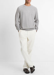 Featherweight Wool-Cashmere Crew Neck Sweater in Crew Neck - HEATHER GREY | VINCE Men