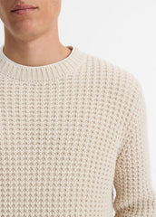 Macro-Waffle Crew Neck Sweater in Crew Neck - PEBBLE WHITE | VINCE Men