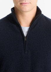 Plush Cashmere Quarter-Zip Sweater in Quarter Zip - COASTAL BLUE | VINCE Men