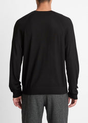 Featherweight Wool-Cashmere Crew Neck Sweater in Crew Neck - BLACK | VINCE Men