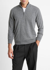Cashmere Quarter-Zip Sweater in Quarter Zip - MEDIUM HEATHER GREY | VINCE Men