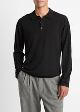 Wool Polo Sweater in Sweaters - BLACK | VINCE Men