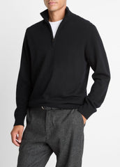 Cashmere Quarter-Zip Sweater in Quarter Zip - BLACK | VINCE Men