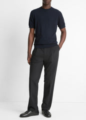 Featherweight Merino Wool-Cashmere Short-Sleeve Sweater in Crew Neck - COASTAL BLUE | VINCE Men