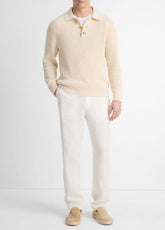 Shaker Italian Cotton-Blend Polo Sweater in Sweaters - BONE | VINCE Men