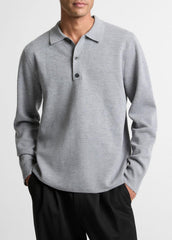 Italian Merino Wool Milano Polo Sweater in Sweaters - HEATHER GREY | VINCE Men