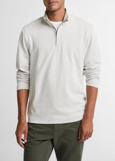 Double-Face Cotton-Blend Quarter-Zip Pullover in Quarter Zip - OFF WHITE/JET | VINCE Men