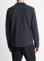 Knit Cotton-Blend Button-Front Shirt in Long Sleeve - COASTAL BLUE | VINCE Men