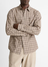 Great Falls Plaid Cotton Button-Front Shirt in Long Sleeve - RIVER SAND/MISSION | VINCE Men