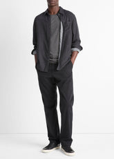 Double Face Long Sleeve in Long Sleeve - HEATHER BLACK | VINCE Men