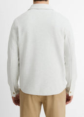 Double-Knit Cotton-Blend Piqué Shirt Jacket in Shirt Jackets - HEATHER WHITE/LIGHT HEATHER GREY | VINCE Men