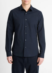 Stretch-Cotton Poplin Shirt in Long Sleeve - COASTAL BLUE | VINCE Men