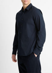 Stretch-Cotton Poplin Shirt in Long Sleeve - COASTAL BLUE | VINCE Men