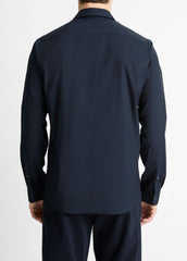 Stretch-Cotton Poplin Shirt in Long Sleeve - COASTAL BLUE | VINCE Men