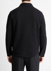Double-Knit Cotton-Blend Piqué Shirt Jacket in Shirt Jackets - BLACK/MEDIUM HEATHER GREY | VINCE Men