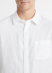 Linen Short-Sleeve Shirt in Short Sleeve - OPTIC WHITE | VINCE Men