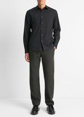 Stretch-Cotton Poplin Shirt in Long Sleeve - BLACK | VINCE Men