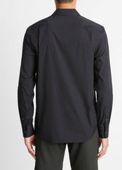 Stretch-Cotton Poplin Shirt in Long Sleeve - BLACK | VINCE Men