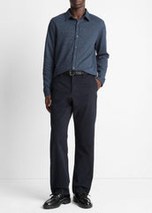 Houndstooth Cotton-Blend Button-Front Shirt in Long Sleeve - COASTAL COMBO | VINCE Men