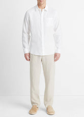 Linen Long-Sleeve Shirt in Long Sleeve - OPTIC WHITE | VINCE Men