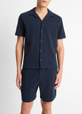 Cotton Bouclé Cabana Shirt in Short Sleeve - COASTAL BLUE | VINCE Men