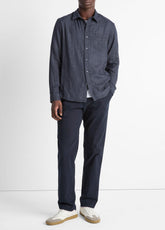 Double Face Long Sleeve in Long Sleeve - HEATHER COASTAL | VINCE Men