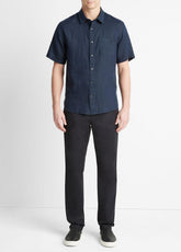 Linen Short-Sleeve Shirt in Short Sleeve - COASTAL BLUE | VINCE Men