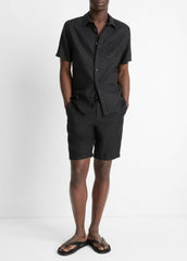 Linen Short-Sleeve Shirt in Short Sleeve - BLACK | VINCE Men
