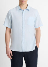 Linen Short-Sleeve Shirt in Short Sleeve - GLACIER | VINCE Men