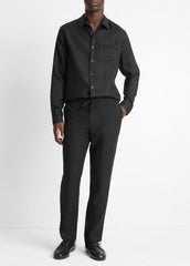 Linen Long-Sleeve Shirt in Long Sleeve - BLACK | VINCE Men